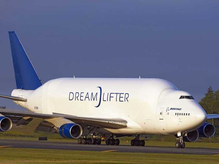 Boeing also uses a fleet of specialized transport planes to move large components around. They are all called the Being 747-400LCF Dreamlifter.