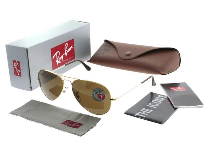 Ray-Ban 58mm Gold Brown Polarized Classic B15 Aviator Sunglasses