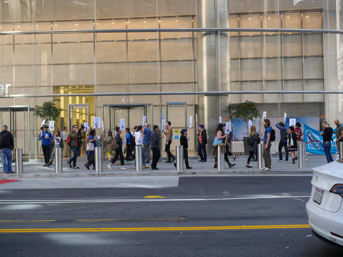 Protestors bellowed chants like "No justice, no peace" and "No kids in cages." They echoed across the street and down the block.