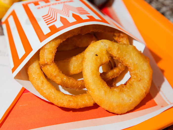 The onion rings have a similar hearty charm. The battering is high-quality and doesn