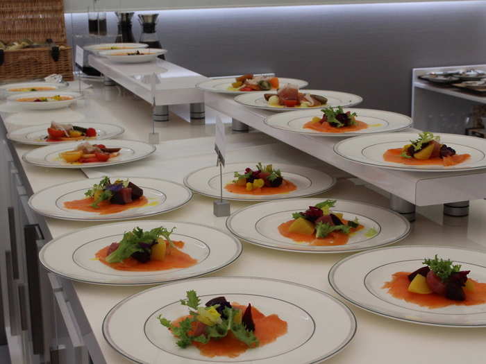 When lunch was served, starters included smoked salmon and beetroot…