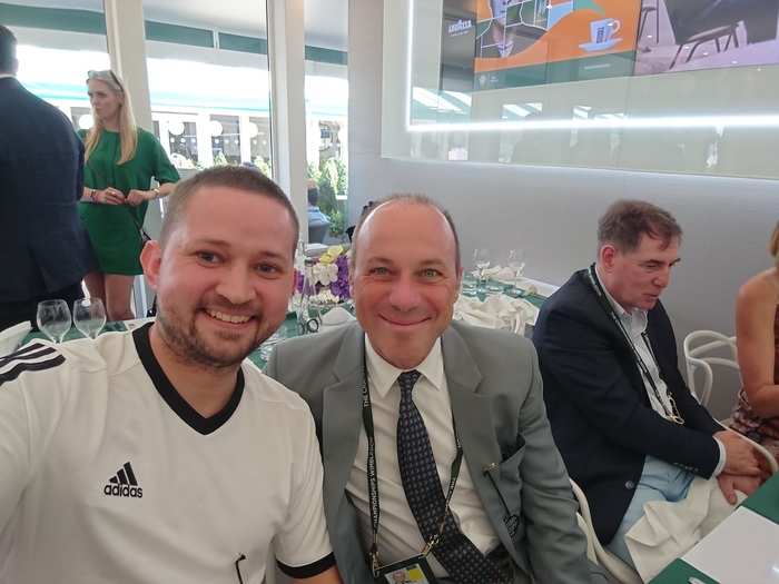 I sat with Giuseppe Lavazza, vice president of Lavazza. Giuseppe Lavazza is passionate about coffee and tennis and we talked about his life in Turin, as well as the topic of maternity leave in tennis. One of his favourite athletes is Rafa Nadal, who was playing on Centre Court later that day.