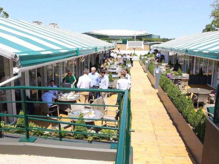 The Wimbledon VIP village is split up into multiple sections and features many of the tournament