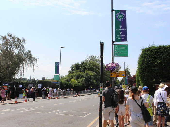 But the sun was shining, it was a glorious morning, and it seemed right to join the crowds all the way to the All England Club — a 17 minute walk from the station.