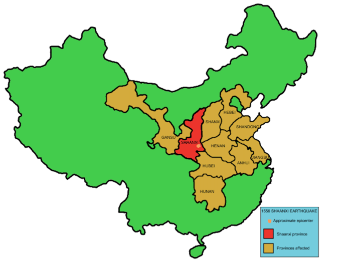 1556 Shaanxi province earthquake — 830,000 deaths