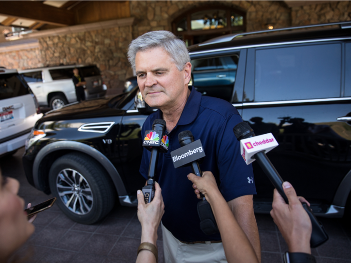 Investor and former AOL CEO Steve Case pauses to chat with the media.