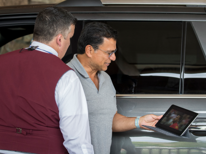 Omid Kordestani, executive chairman at Twitter, keeps up with the World Cup games on his iPad.