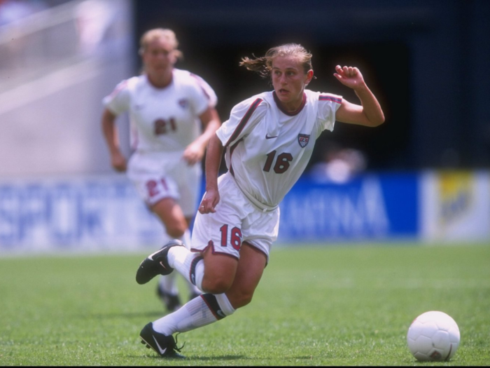 Tiffeny Milbrett was a forward and long-time veteran of the U.S.W.N.T. She played virtually all of the final, being subbed off late in extra time.