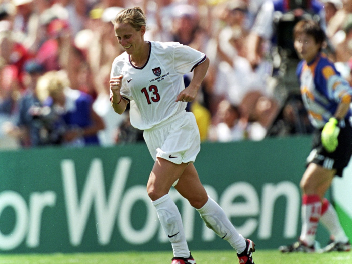 Kristine Lilly was a midfielder and another long-time veteran of the U.S.W.N.T., having played on the 1991 World Cup team. She made the third penalty kick.