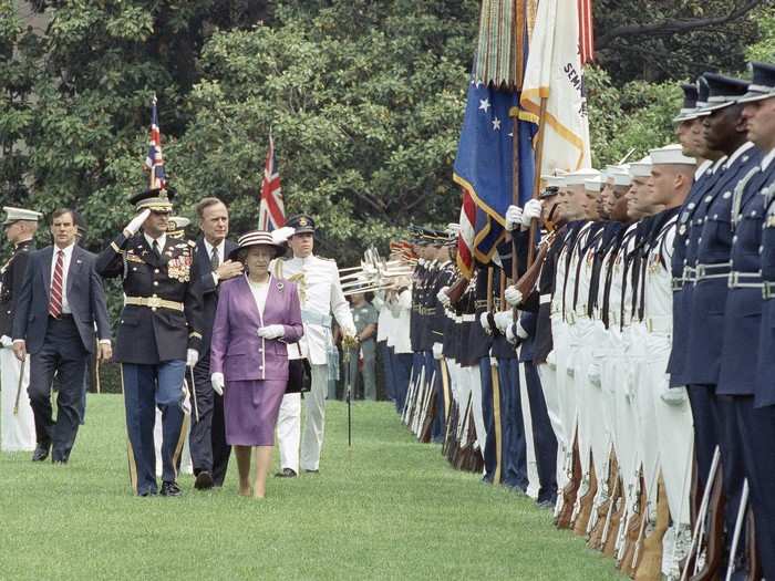 Two years later, Bush hosted the Queen for an official state visit, where she delivered a toast at the state dinner and even attended a Baltimore Orioles game.