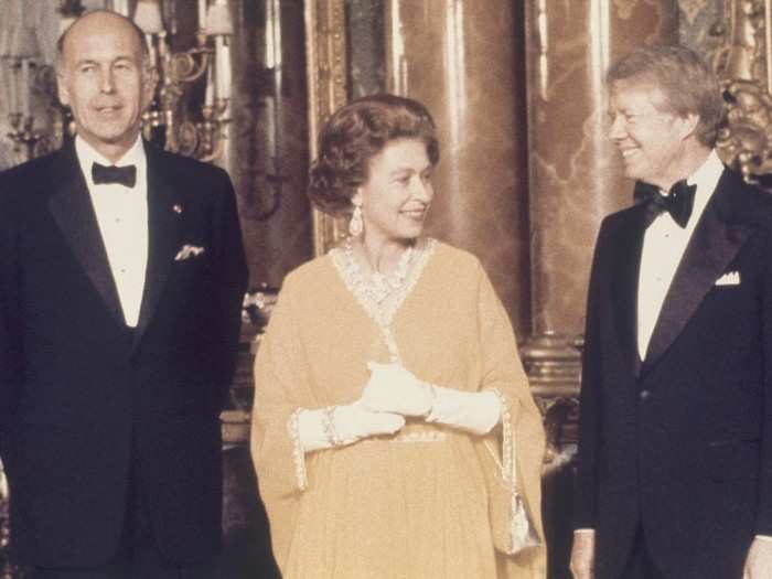 The Queen hosted President Jimmy Carter at Buckingham Palace in May 1977.