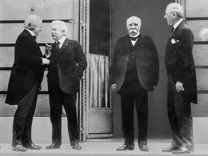 The first visit of a sitting US president to England was Woodrow Wilson in December 1918, when he met with King George V after signing the Treaty of Versailles ending World War I.