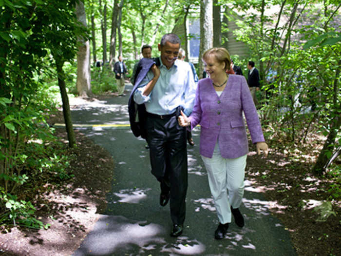 Obama presented Merkel with the US medal of freedom of 2011, calling her "a good friend and one of my closest global partners."