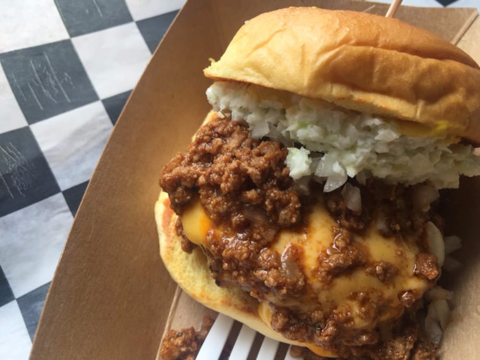  Customers rave about its "Bobo Chilli Cheeseburger," which comes with chili, slaw, chopped onion, yellow mustard, and cheese. 