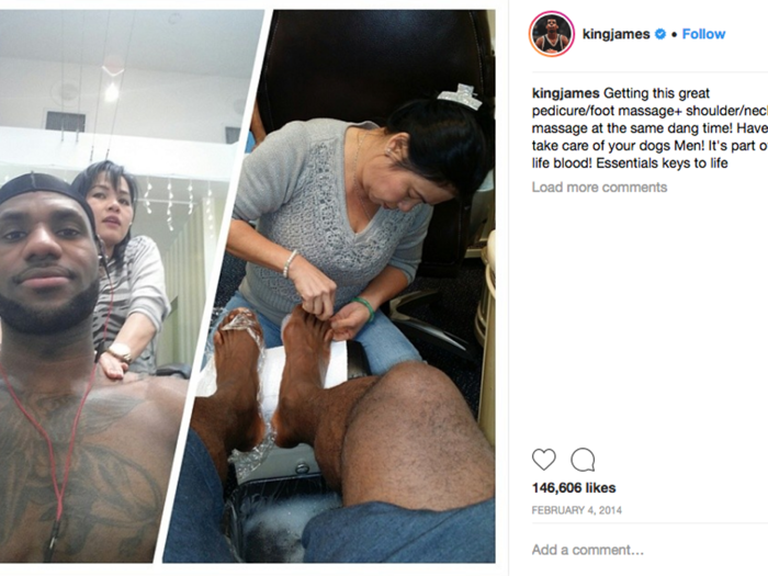 James also has masseuses and is a fan of pedicures.