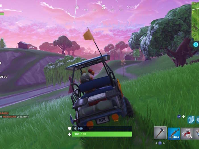 After finding a golf cart, you simply hit your equip button (Y if you