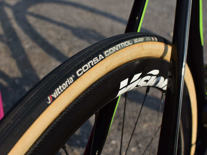 The team will be riding the 30-mm-wide Vittoria Corsa Control tubular tires at lower pressures for greater comfort and control.