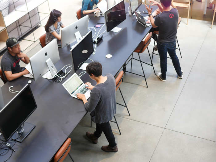 Everyone has an assigned desk, but Reeves. The CEO switches desks at least once a month so he can get to know the different teams better.