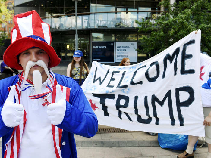 And these youngsters were out supporting the nationalist, right-wing, anti-immigrant stance of the True Finns political party on Sunday, welcoming Trump to the Finnish capital.