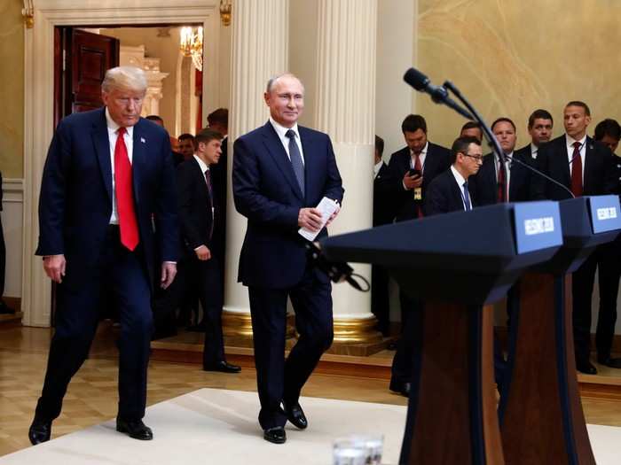 Trump and Putin then emerged to begin the first press conference between a US and Russian president in nearly a decade.