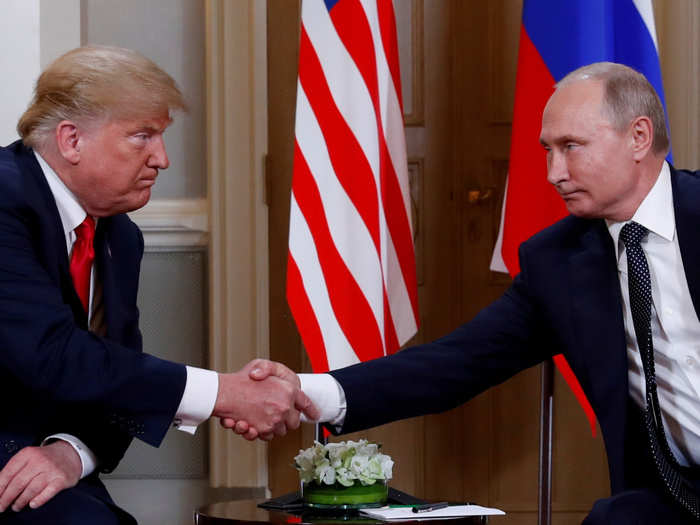 Trump and Putin ended the first public portion of the meeting with a handshake.