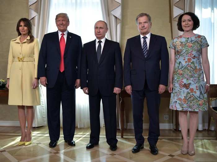 Once Putin arrived, he posed for photographs with the Trumps and their hosts in the Presidential Palace before the meeting.