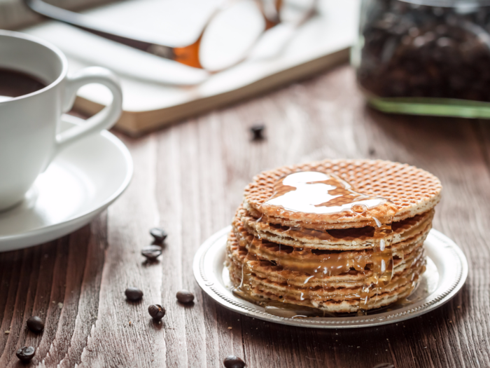 The Dutch eat sweet stroopwafels with their morning coffee.