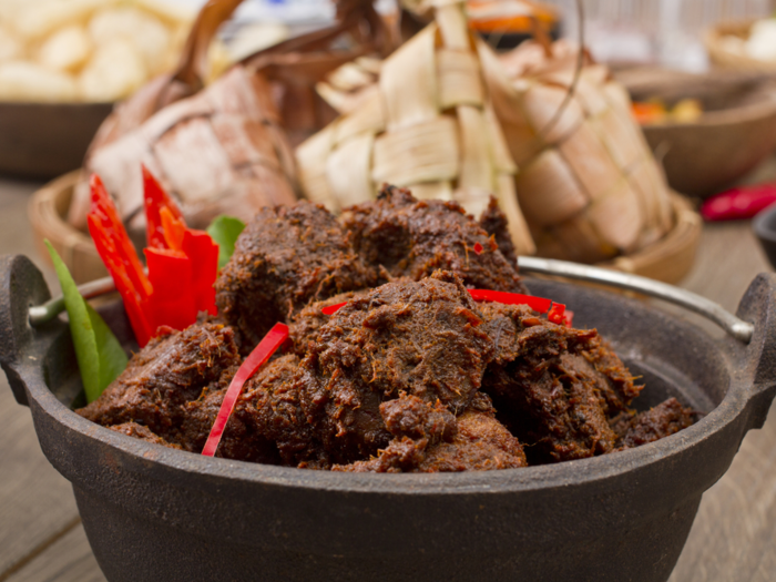 Beef rendang is a fragrant dish served on special occasions in Indonesia.