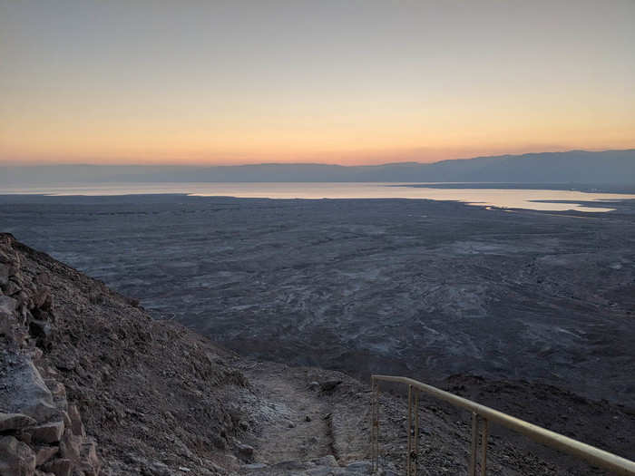 On the way up: resplendent views of the Dead Sea and the valley around Masada.