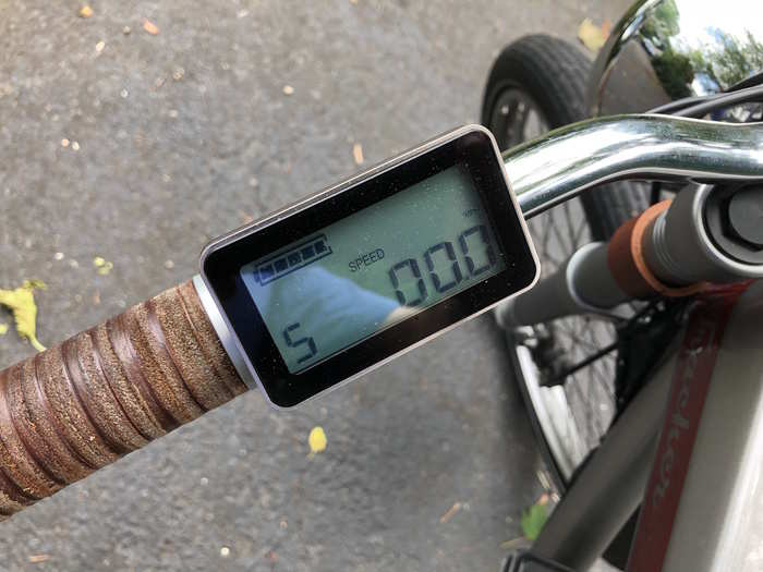 This digital readout provides info on the fly — speed, how many miles you