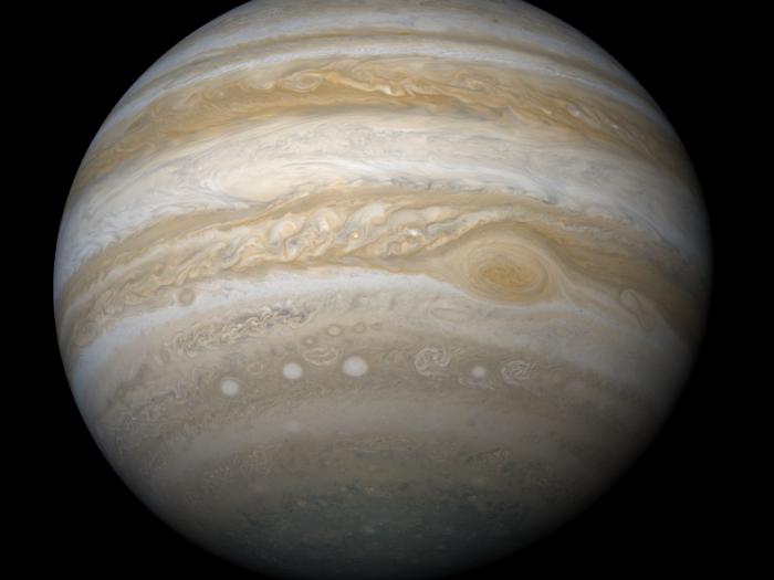 Björn Jónsson, an Icelandic computer scientist, recently stitched together over 100 images from the Juno mission and the Cassini mission to Saturn to create this full photographic map of Jupiter.