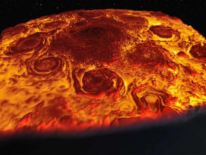 Researchers have used data collected by Juno to model Jupiter’s storm-choked north pole in 3D.