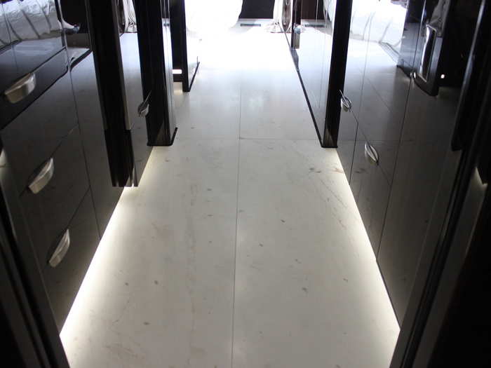 In front of the entryway and galley are equipped with stone flooring as well.