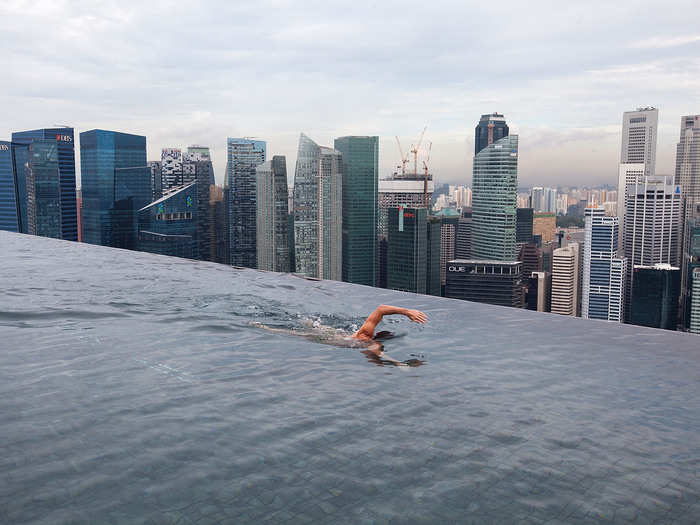 On one end of Marina Bay Sands