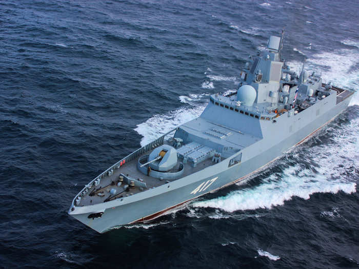 Admiral Gorshkov-class frigates are armed with vertical launch tubes that can fire Oniks and Kalibr cruise missiles as well as Poliment-Redut surface-to-air missiles and even BrahMos missiles.