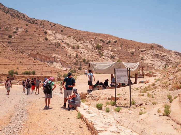 To start, you walk down this open road for about a mile. Two thousand years ago, when the Nabatean Empire was at its peak, Petra was the trade terminus for the ancient Near East. One can imagine camel caravans traveling down this road to the entrance of the city, laden with spices and other precious goods.