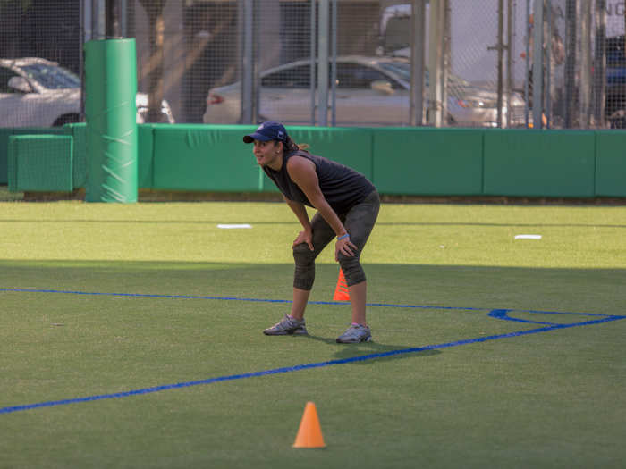 "I look forward to this day all year." Stephanie Caso, an associate in audit, was on the All Ivy League team in college when she played shortstop for the University of Pennsylvania. Her team, the Ballistic Wiffles, got second place.