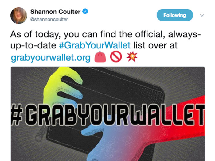 In October 2016, Shannon Coulter started the #GrabYourWallet hashtag to encourage people seeking a way to take concrete action against President Donald Trump to boycott companies — large and small — that do business with his family.