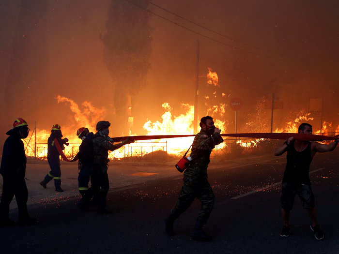 The last time flames were this bad in the country was in 2007, when wildfires that broke out on the Peloponnese peninsula killed 64 people.