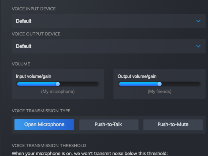 Both apps have additional voice settings that include automatic echo/noise cancellation and automatic noise/gain levels.