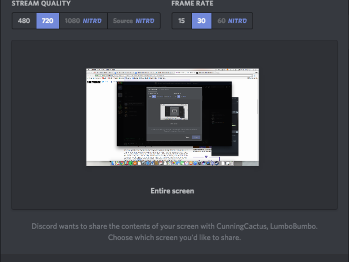 Discord also has screen sharing in group chats — something that