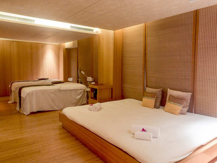 The second floor leads to the private massage rooms (like this one). The Oriental offers a bewildering array of massages, treatments, and therapies, from more common Thai-style massages to more exotic treatments like a Hammam experience.