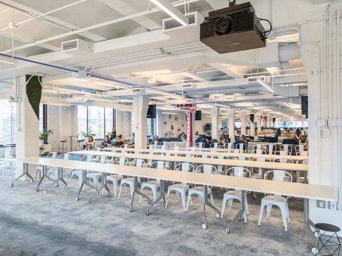 The space can fit between 650-700 people for large company-wide meetings. Flatiron collects clinical data about cancer patients — such as what medications patients have taken and how they have responded to them— so it employs a lot of engineers and people with medical backgrounds.