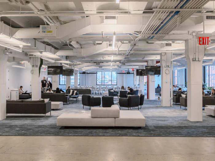 The rest of the floor, called the Everyone@ space, is filled with couches and chairs where employees can work and also gather for events.