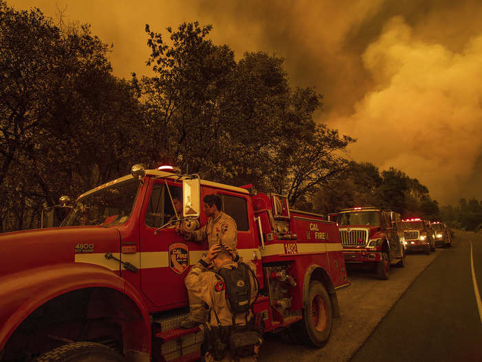 1,748 firefighters have been dispatched to the scene, according to Cal Fire, including 110 fire trucks, 10 helicopters, 22 dozers, 34 water trucks, and 51 hand crews.