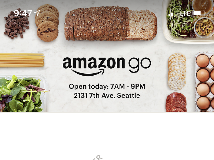 To get started, you need the Amazon Go app for Android and iPhone, plus an Amazon account. It generates a barcode that you need to get in — kind of like scanning an airplane boarding pass from your phone, if you