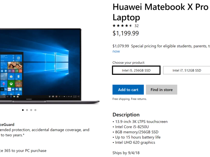 The $1,200 Matebook X Pro with a Core i5 chip is $600 cheaper than the 13-inch MacBook Pro with similar specs.