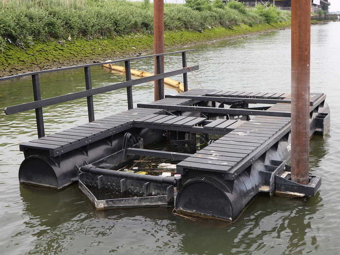 Along with creating a new habitat, the floating park includes litter traps that prevent further plastic waste from entering the ocean.