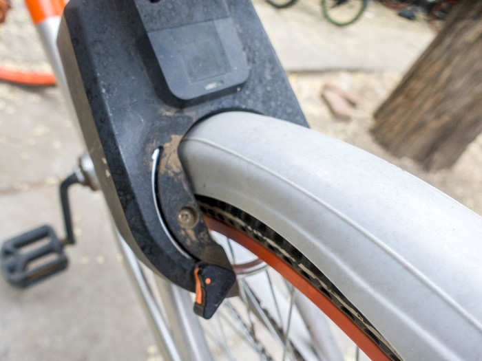 To end a ride, you simply slide the lock in place. Some bikes require you to tap on the app that you finished a ride, while others will recognize that you locked the bike.
