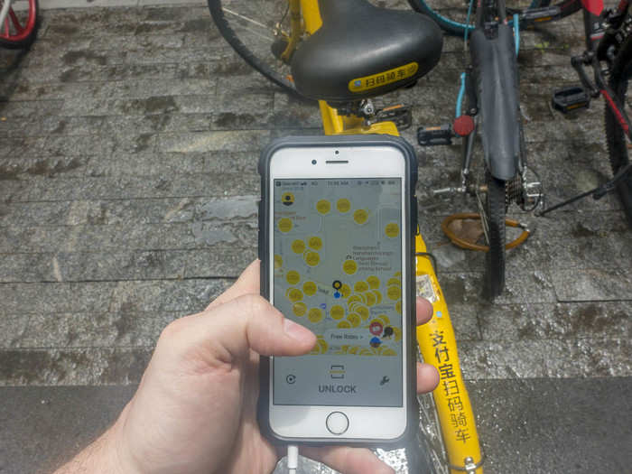 When I opened up the Ofo app in Shenzhen, the map was littered with bikes in any area, at any time of day. The largest bike-sharing fleet in the US is Citibike in New York City. While it